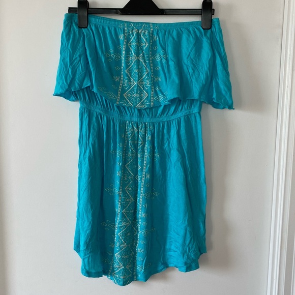 Turquoise blue strapless dress - Picture 2 of 6